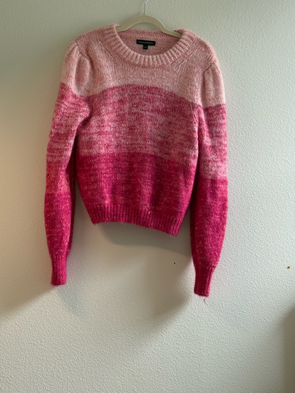 Banana Republic Long Sleeve Pink Ombré Crewneck Sweater